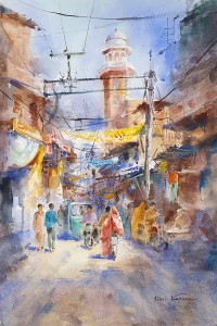 Abbas Kamangar, 15 x 22 Inch, Watercolor on Paper, Citycape Painting, AC-AK-019